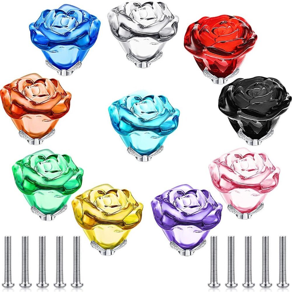 10 Pcs Dresser Crystal Knobs 30mm Glass Pull for Cabinets and Drawers Knobs for